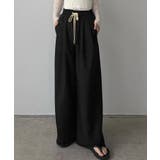 ブラック | callautia リネンライクワイドパンツ | JUNOAH