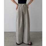 グレージュ | callautia リネンライクワイドパンツ | JUNOAH