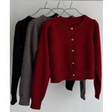 callautia 金ボタンパフスリーブショートニットカーディガン | JUNOAH | 詳細画像13 