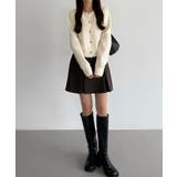 callautia 金ボタンパフスリーブショートニットカーディガン | JUNOAH | 詳細画像16 