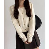 callautia 金ボタンパフスリーブショートニットカーディガン | JUNOAH | 詳細画像17 