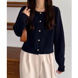 callautia 金ボタンパフスリーブショートニットカーディガン | JUNOAH | 詳細画像18 