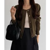 callautia 金ボタンパフスリーブショートニットカーディガン | JUNOAH | 詳細画像24 