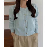 callautia 金ボタンパフスリーブショートニットカーディガン | JUNOAH | 詳細画像32 