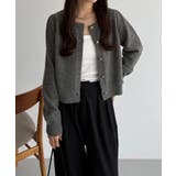 callautia 金ボタンパフスリーブショートニットカーディガン | JUNOAH | 詳細画像6 