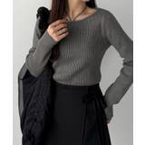 チャコール | callautia ホルターネックリブニット | JUNOAH