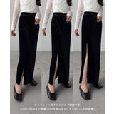 callautia ファスナースリットIラインべロアスカート（薄手、裏地なし） | JUNOAH | 詳細画像5 