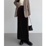 callautia ファスナースリットIラインべロアスカート（薄手、裏地なし） | JUNOAH | 詳細画像8 
