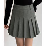 グレー | callautia ローウエストヘリンボーンプリーツミニスカート(インパン付き) | JUNOAH