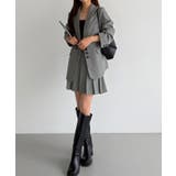 callautia ローウエストヘリンボーンプリーツミニスカート(インパン付き) | JUNOAH | 詳細画像7