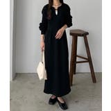 ブラック | callautia 深カーブネックスウェットワンピース | JUNOAH