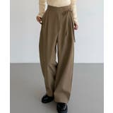 ダークベージュ | callautia 薄手ラップリボンスラックスパンツ（裏地無し） | JUNOAH