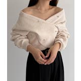 アイボリー | callautia オフショルビジュークロスニット | JUNOAH