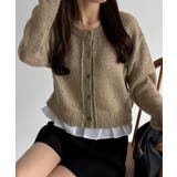 ベージュ | callautia フリルドッキングシャギーニット | JUNOAH