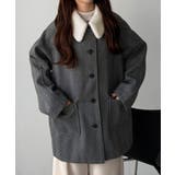 ダークグレー | callautia ボアカラーミドルコート | JUNOAH