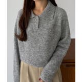 callautia ミックスカラーハーフボタンポロニット | JUNOAH | 詳細画像1 