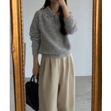 callautia ミックスカラーハーフボタンポロニット | JUNOAH | 詳細画像5 