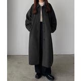 ダークグレー | callautia ボリュームスリーブステンカラーロングコート | JUNOAH