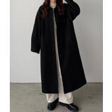 ブラック | callautia ボリュームスリーブステンカラーロングコート | JUNOAH