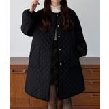 ブラック | callautia 金ボタンノーカラーキルティングコート | JUNOAH