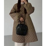 モカ | callautia 金ボタンノーカラーキルティングコート | JUNOAH