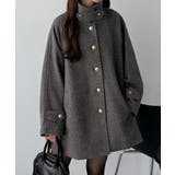 ダークグレー | callautia ゴールドボタンミドルコート | JUNOAH