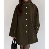 カーキ | callautia ゴールドボタンミドルコート | JUNOAH