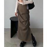 ブラウン | callautia 薄手ツイードサイドタックマーメイドスカート | JUNOAH