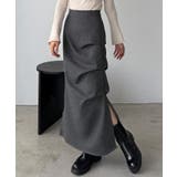 チャコール | callautia 薄手ツイードサイドタックマーメイドスカート | JUNOAH