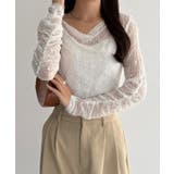 callautia 袖ギャザードレープレーストップス | JUNOAH | 詳細画像14