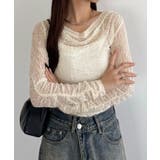 アイボリー | callautia 袖ギャザードレープレーストップス | JUNOAH