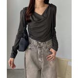 callautia 薄手2way肩リボンドレープトップス | JUNOAH | 詳細画像10