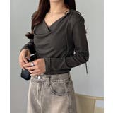 callautia 薄手2way肩リボンドレープトップス | JUNOAH | 詳細画像11