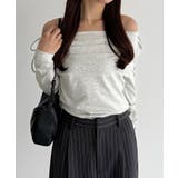 callautia 薄手2way肩リボンドレープトップス | JUNOAH | 詳細画像16