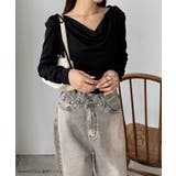 callautia 薄手2way肩リボンドレープトップス | JUNOAH | 詳細画像2