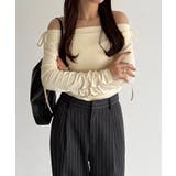 callautia 薄手2way肩リボンドレープトップス | JUNOAH | 詳細画像23