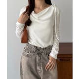 callautia 薄手2way肩リボンドレープトップス | JUNOAH | 詳細画像5