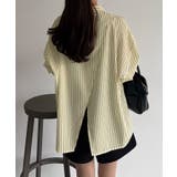 ベージュ | callautia バックスリットオーバーサイズストライプシャツ | JUNOAH