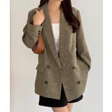 ブラウン | callautia 薄手ツイードテーラードシャツジャケット | JUNOAH