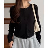 ブラック | callautia クロップド丈シアーカーディガン | JUNOAH