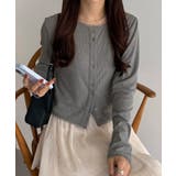 グレー | callautia クロップド丈シアーカーディガン | JUNOAH