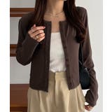 モカ | callautia クロップド丈シアーカーディガン | JUNOAH