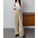 callautia ベルト付きダブルタックワイドパンツ | JUNOAH | 詳細画像11