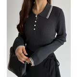 callautia 配色ポロ衿シアーニット | JUNOAH | 詳細画像11