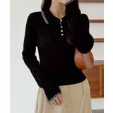 callautia 配色ポロ衿シアーニット | JUNOAH | 詳細画像12