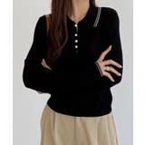 callautia 配色ポロ衿シアーニット | JUNOAH | 詳細画像13