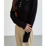 callautia 配色ポロ衿シアーニット | JUNOAH | 詳細画像15