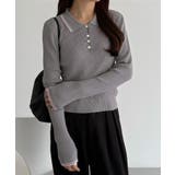 callautia 配色ポロ衿シアーニット | JUNOAH | 詳細画像20