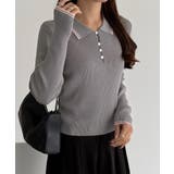 callautia 配色ポロ衿シアーニット | JUNOAH | 詳細画像22