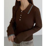 callautia 配色ポロ衿シアーニット | JUNOAH | 詳細画像4